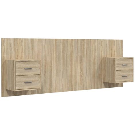 Vidaxl – Tête de lit avec armoires – Chêne sonoma – Bois d'ingénierie – Dimensions tête de lit 120x80 cm – Dimensions armoire 48,5x32,5x80 cm (1/5)