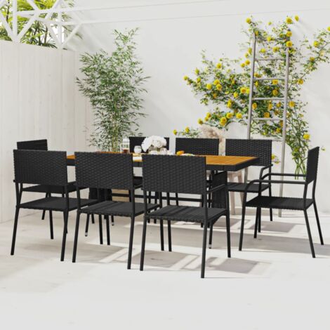 Ensemble à manger d'extérieur 9 pcs Résine tressée Noir vidaXL (1/5)
