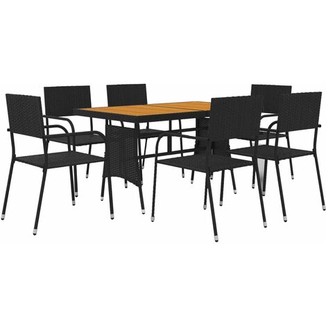 Ensemble à manger d'extérieur 7 pcs Résine tressée Noir vidaXL (1/5)