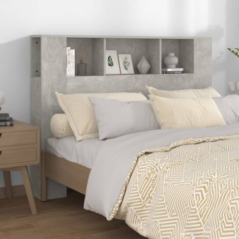 Vidaxl – Tête de lit gris béton 140x18,5x104,5 cm – Bois d'ingénierie résistant à l'humidité – Design contemporain avec rangement
