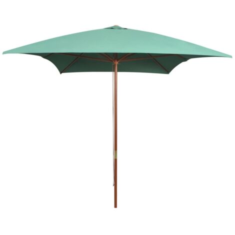 Parasol avec poteau en bois 200 x 300 cm Vert vidaXL