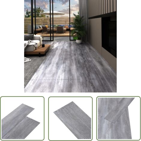 Vidaxl – Planches de sol PVC autoadhésives 18 pièces 2,51 m² – Épaisseur 2 mm – Résistantes à l'humidité et antidérapantes – Gris bois mat
