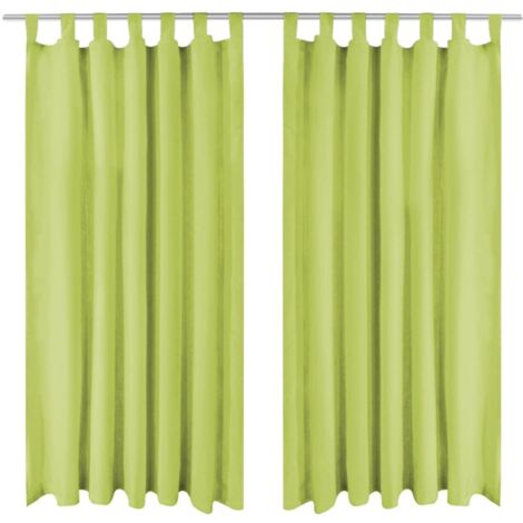 Rideau occultant avec boucles 2 pcs 140 x 225 cm Vert vidaXL (1/4)