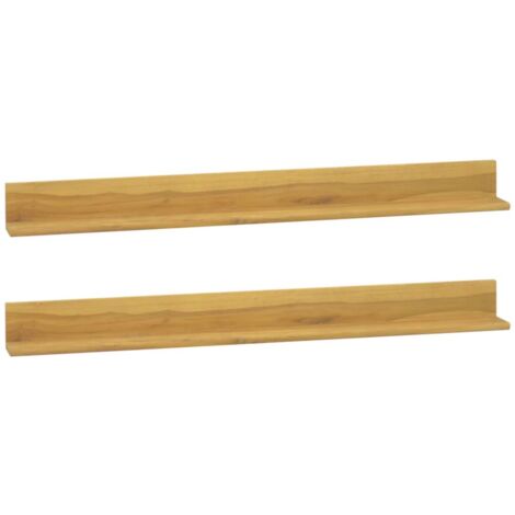 Étagères murales 2 pcs 110x10x10 cm Bois de teck massif vidaXL (1/5)