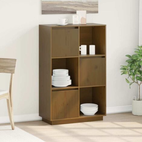 Buffet Marron miel 74x35x117 cm Bois massif de pin vidaXL (1/5)