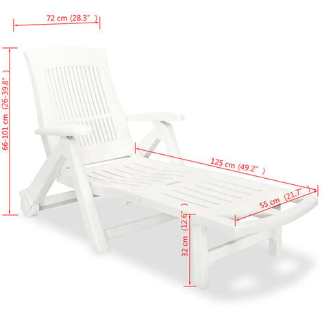 vidaxl sun lounger with footrest plastic