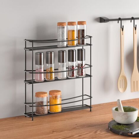 Étagère à épices à 3 niveaux Kumino Noir Metaltex