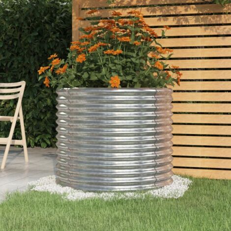 vidaXL Jardinière de jardin Acier enduit de poudre 80x80x68 cm Argenté