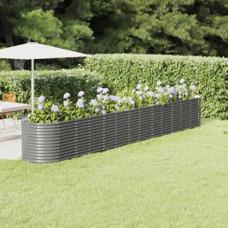 Lit surélevé de jardin Acier enduit de poudre 512x80x68 cm gris vidaXL (1/5)