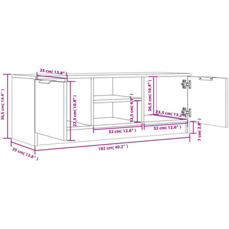 Meuble TV Blanc brillant 102x35x36,5 cm Bois d'ingénierie vidaXL