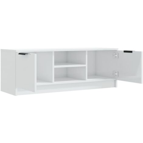 Meuble TV Blanc brillant 102x35x36,5 cm Bois d'ingénierie vidaXL
