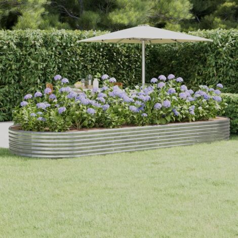 Lit surélevé de jardin Acier galvanisé Argenté vidaXL
