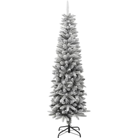 Sapin de Noël artificiel mince avec neige floquée 180 cm PVC/PE vidaXL (1/5)