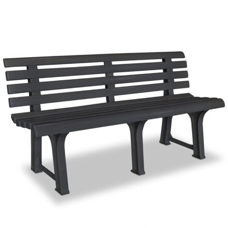 Vidaxl – Banc de jardin 145,5 cm en plastique anthracite – Résistant aux intempéries – Confort optimal avec dossier – Dimensions 145,5 x 49 x 74 cm (1/6)