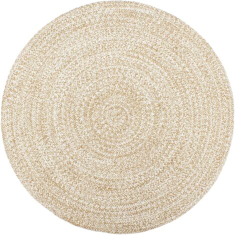 Vidaxl – Tapis kilim fait main en jute tressé blanc et marron 210 cm – Texture unique – Parfait pour décoration intérieure