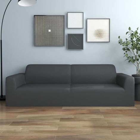 Housse extensible de canapé 2places Anthracite Jersey polyester vidaXL (1/6)