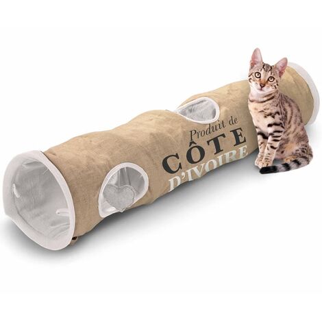 D D D D Tunnel Pour Chat Cote D Ivoire 25x1cm Marron Et Blanc 434