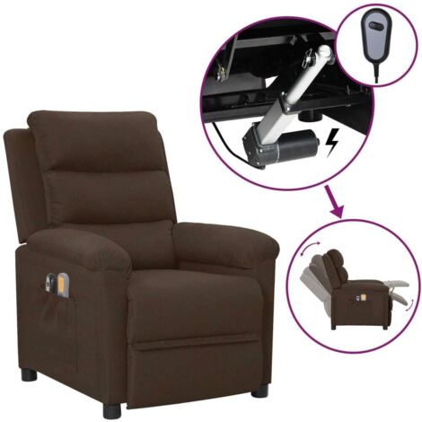 vidaXL Fauteuil électrique de massage Marron foncé Tissu