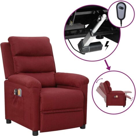 vidaXL Fauteuil électrique de massage Bordeaux Tissu