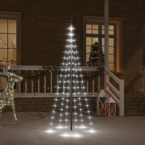 Sapin de Noël sur mât de drapeau 108 LED Blanc froid 180 cm vidaXL