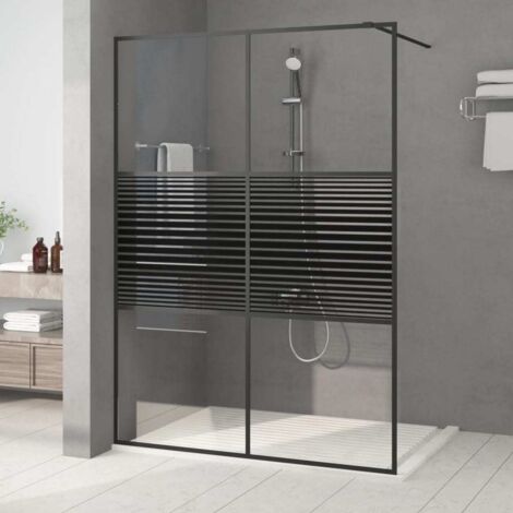 Vidaxl – Paroi de douche 140x195 cm – Verre ESG transparent 5 mm – Cadre noir en aluminium – Résistance aux éclaboussures