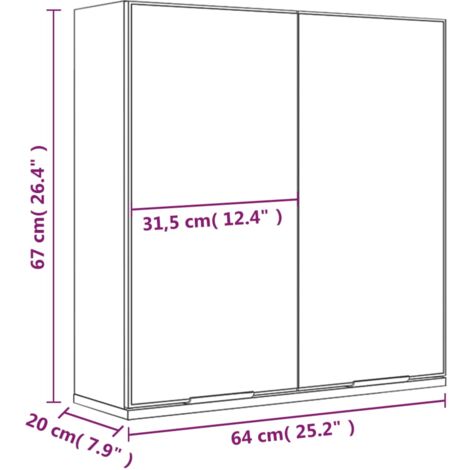 Armoire à miroir de salle de bain Gris béton 64x20x67 cm vidaXL