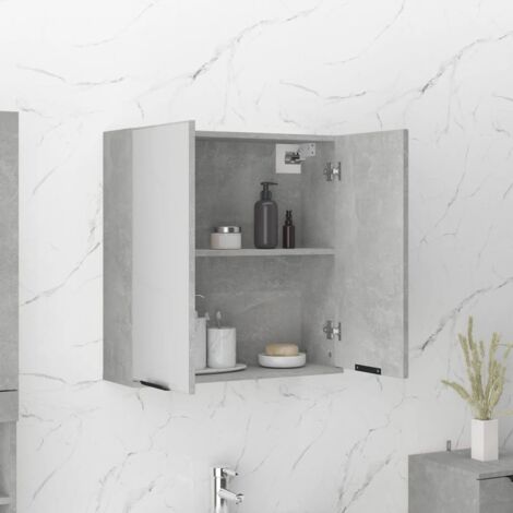 Armoire à miroir de salle de bain Gris béton 64x20x67 cm vidaXL