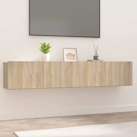 Vidaxl – Meuble TV mural 2 pcs en bois d'ingénierie chêne sonoma – Dimensions 80x30x30 cm – Rangement avec 2 compartiments – Design moderne