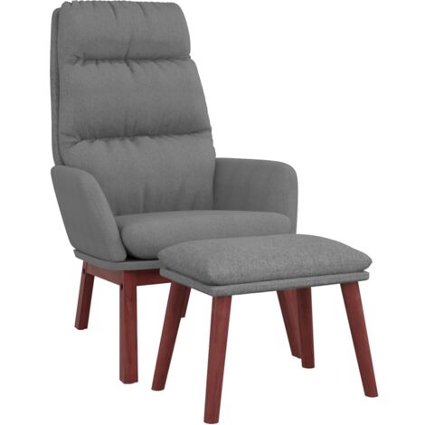 Chaise de relaxation avec tabouret Gris clair Tissu vidaXL