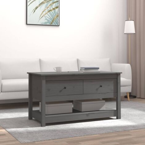 Table basse Gris 102x49x55 cm Bois massif de pin vidaXL (1/5)