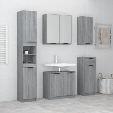 vidaXL Meubles de salle de bain 5 pcs Sonoma gris Bois d'ingénierie (1/5)