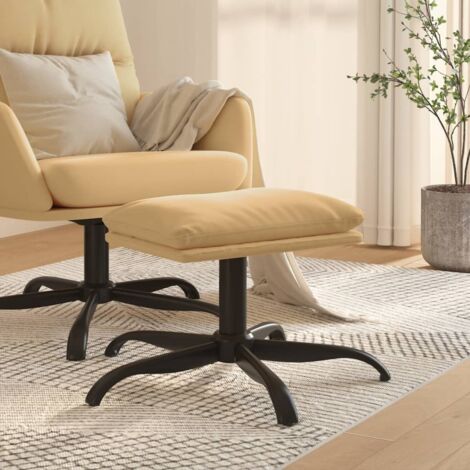 Vidaxl – Repose-pied crème 60x60x36 cm – Tissu microfibre résistant aux taches – Pieds en métal pour stabilité – Design compact et moderne