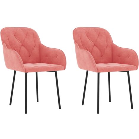Chaises à manger lot de 2 Rose Velours vidaXL (1/5)