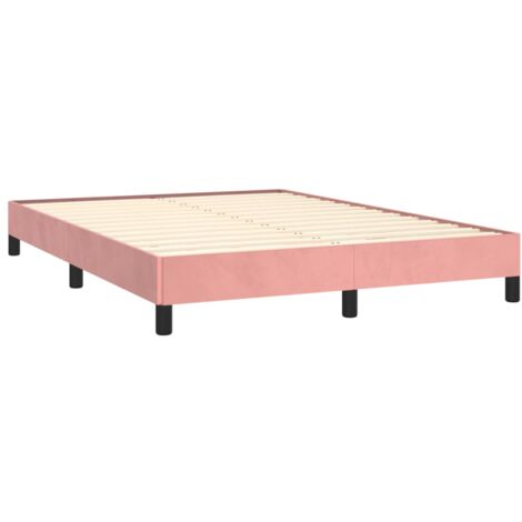Vidaxl – Cadre de lit rose 140x190 cm – Velours doux – Lattes en contreplaqué – Pieds robustes pour stabilité – Design moderne (1/5)
