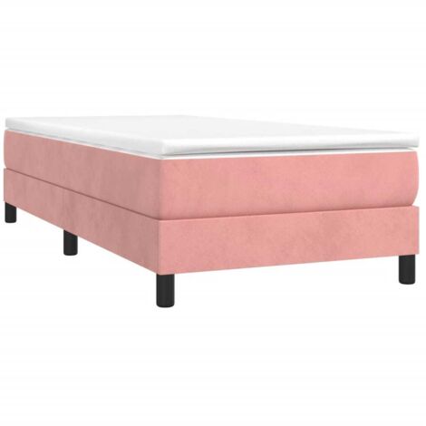 Vidaxl – Cadre à lattes rose 90x200 cm – Velours doux – Pieds robustes – Lattes en contreplaqué pour soutien optimal