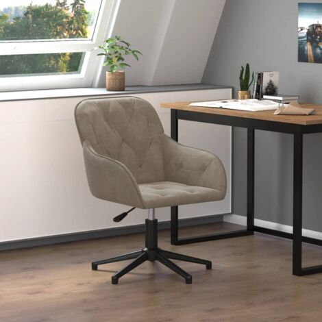 Vidaxl – Chaise de bureau pivotante gris clair en velours – Hauteur réglable 72-80 cm – Pivotement 360° – Cadre métal robuste
