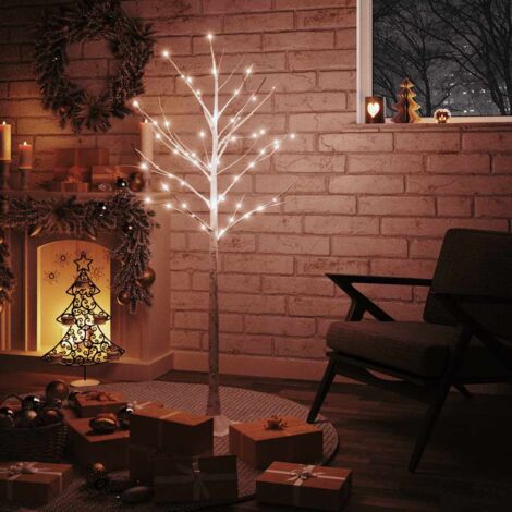 Bouleau blanc à LED 72 LED Blanc chaud 150 cm vidaXL