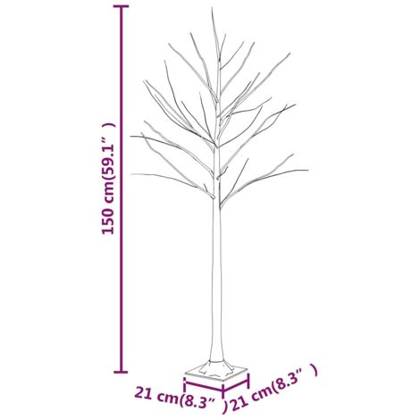 Bouleau blanc à LED 72 LED Blanc chaud 150 cm vidaXL