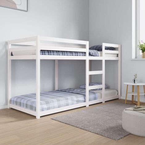 Vidaxl – Lit superposé 80x200 cm en bois de pin massif – Design compact avec garde-corps – Idéal pour espaces limités – Matelas non inclus