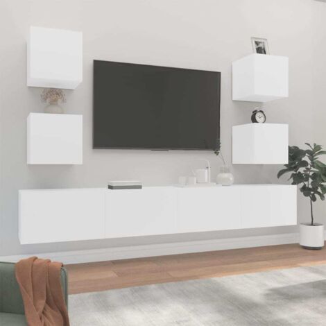 Ensemble de meubles TV 6 pcs Blanc Bois d'ingénierie vidaXL (1/5)