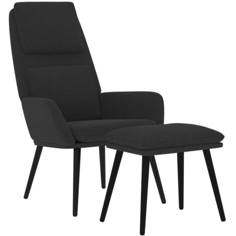 Chaise de relaxation avec tabouret Noir Tissu vidaXL (1/5)