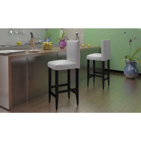 Tabourets de bar lot de 4 blanc similicuir vidaXL (1/7)