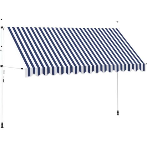 Auvent rétractable manuel 400 cm Rayures bleues et blanches vidaXL
