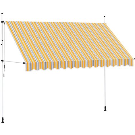 Auvent rétractable manuel 350 cm Rayures jaunes et bleues vidaXL