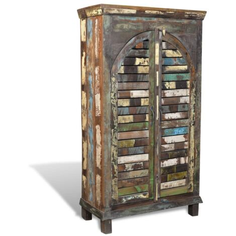 Bibliothèque multicolore 3 étagères et 2 portes Bois récupéré vidaXL (1/5)