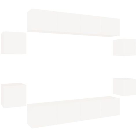 Ensemble de meubles TV 8 pcs Blanc Bois d'ingénierie vidaXL (1/5)