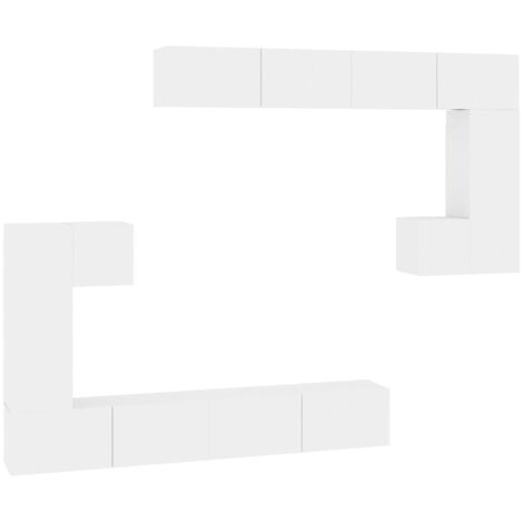 Meuble tv avec rangement - vidaXL Meuble TV mural Blanc Bois d'ingénierie - Meuble tv bois (1/5)