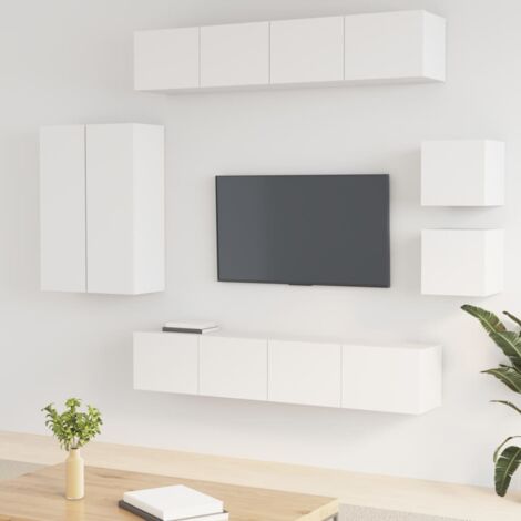 Ensemble de meubles TV 8 pcs Blanc Bois d'ingénierie vidaXL (1/5)