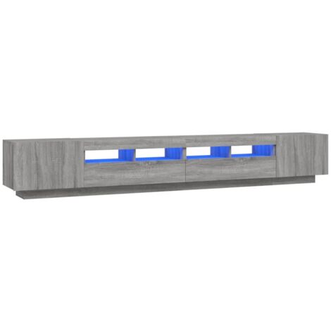 vidaXL Ensemble de meubles TV avec lumières LED 3 pcs Sonoma gris