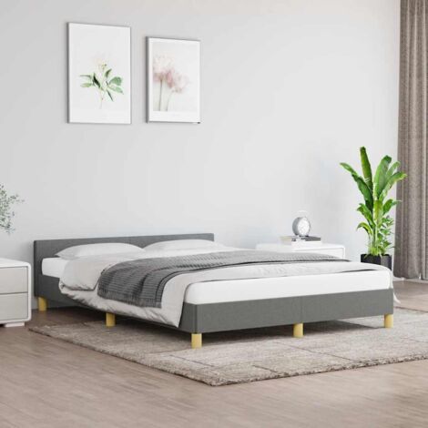 Cadre de lit sans matelas gris foncé 140x190 cm tissu vidaXL (1/6)